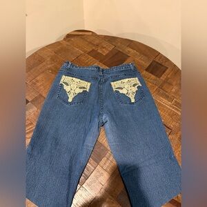 Women's Blue Crest Boot Cut Jeans with Lace Detail
